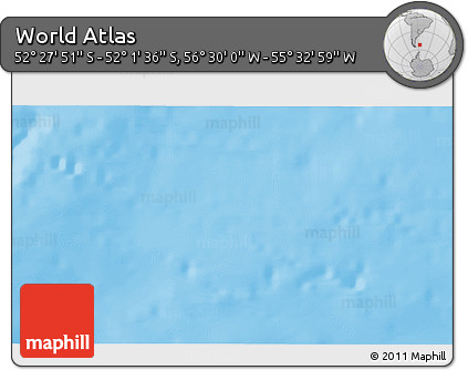 Physical 3D Map of the Area around 52° 14' 43" S, 56° 1' 29" W