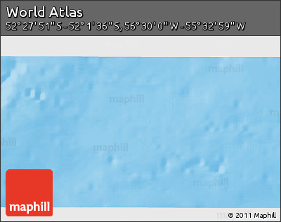 Physical 3D Map of the Area around 52° 14' 43" S, 56° 1' 29" W