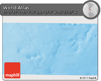 Shaded Relief 3D Map of the Area around 52° 14' 43" S, 56° 52' 30" W