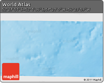 Shaded Relief 3D Map of the Area around 52° 14' 43" S, 56° 52' 30" W
