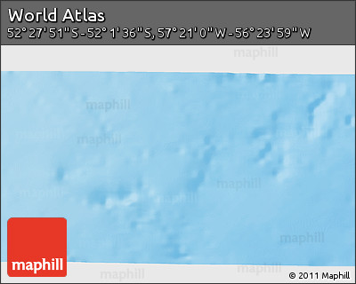 Shaded Relief 3D Map of the Area around 52° 14' 43" S, 56° 52' 30" W
