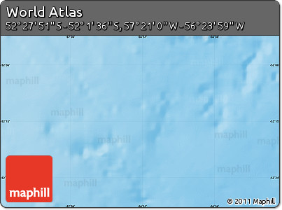 Physical Map of the Area around 52° 14' 43" S, 56° 52' 30" W