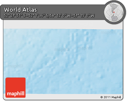 Physical 3D Map of the Area around 52° 14' 43" S, 57° 43' 30" W