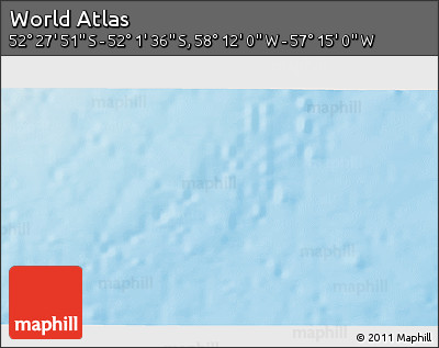 Physical 3D Map of the Area around 52° 14' 43" S, 57° 43' 30" W