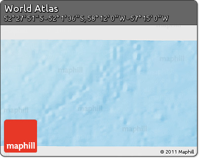 Physical 3D Map of the Area around 52° 14' 43" S, 57° 43' 30" W