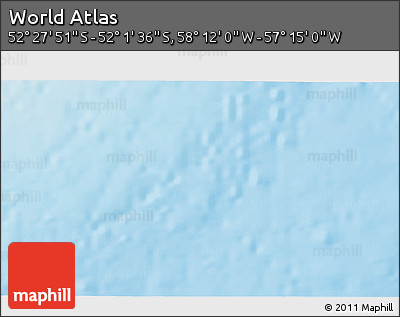 Shaded Relief 3D Map of the Area around 52° 14' 43" S, 57° 43' 30" W