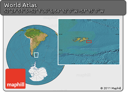 Satellite Location Map of the Area around 52° 14' 43" S, 57° 43' 30" W