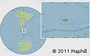 Savanna Style Location Map of the area around 52° 14' 43" S, 59° 25' 29" W, hill shading