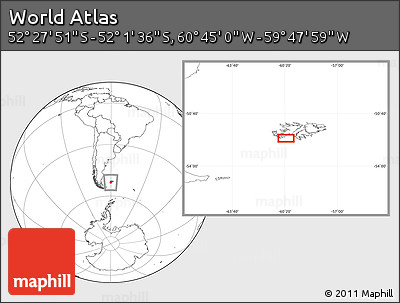 Blank Location Map of the Area around 52° 14' 43" S, 60° 16' 29" W