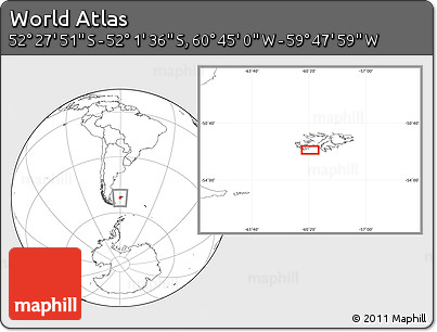Blank Location Map of the Area around 52° 14' 43" S, 60° 16' 29" W