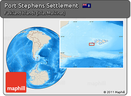 Shaded Relief Location Map of Port Stephens Settlement