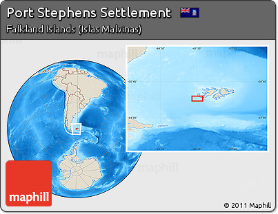 Shaded Relief Location Map of Port Stephens Settlement