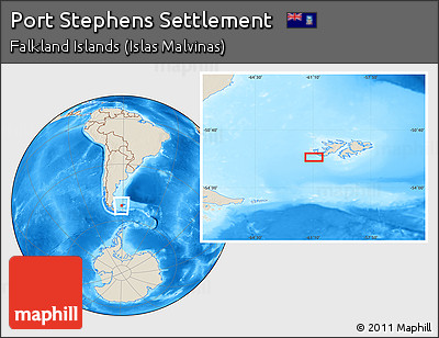 Shaded Relief Location Map of Port Stephens Settlement