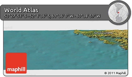 Satellite Panoramic Map of the Area around 52° 14' 43" S, 61° 7' 30" W