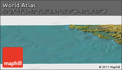 Satellite Panoramic Map of the Area around 52° 14' 43" S, 61° 7' 30" W