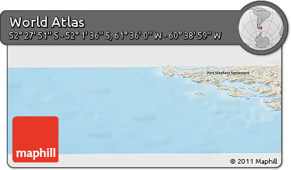 Shaded Relief Panoramic Map of the Area around 52° 14' 43" S, 61° 7' 30" W