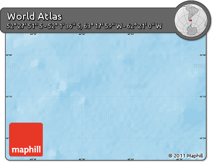 Physical Map of the Area around 52° 14' 43" S, 62° 49' 30" W