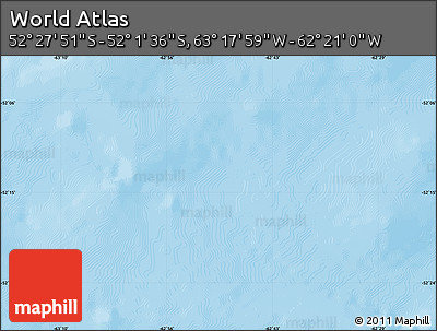 Physical Map of the Area around 52° 14' 43" S, 62° 49' 30" W