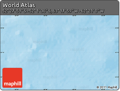 Physical Map of the Area around 52° 14' 43" S, 62° 49' 30" W