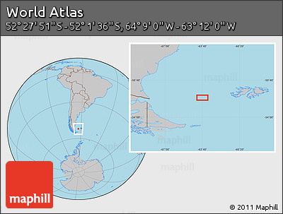 Gray Location Map of the Area around 52° 14' 43" S, 63° 40' 30" W
