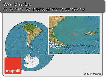 Satellite Location Map of the Area around 52° 14' 43" S, 63° 40' 30" W