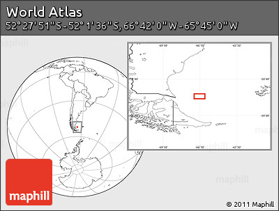 Blank Location Map of the Area around 52° 14' 43" S, 66° 13' 29" W