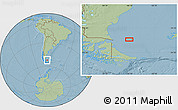 Savanna Style Location Map of the area around 52° 14' 43" S, 66° 13' 29" W, hill shading