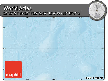 Physical Map of the Area around 52° 14' 43" S, 66° 13' 29" W
