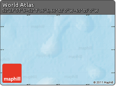 Physical Map of the Area around 52° 14' 43" S, 66° 13' 29" W