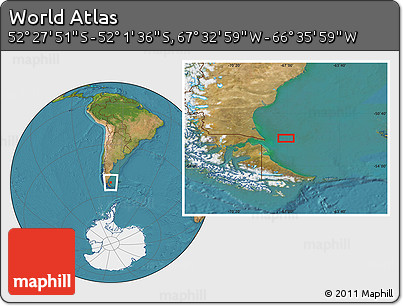 Satellite Location Map of the Area around 52° 14' 43" S, 67° 4' 29" W