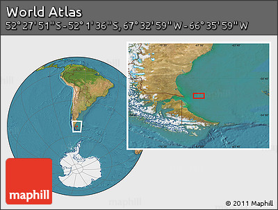 Satellite Location Map of the Area around 52° 14' 43" S, 67° 4' 29" W