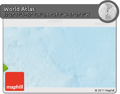 Physical 3D Map of the Area around 52° 14' 43" S, 67° 55' 30" W