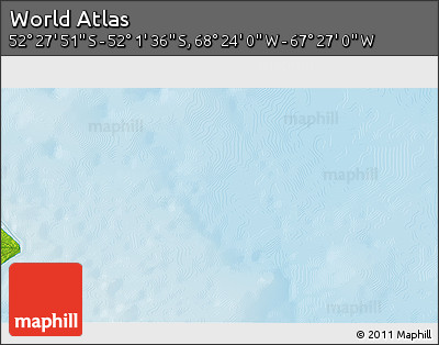 Physical 3D Map of the Area around 52° 14' 43" S, 67° 55' 30" W