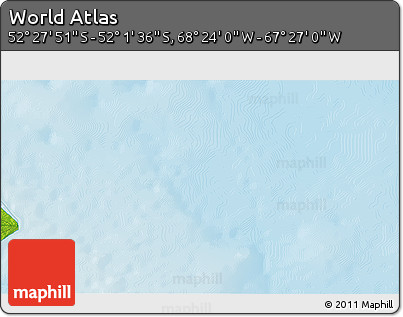 Physical 3D Map of the Area around 52° 14' 43" S, 67° 55' 30" W