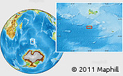 Physical Location Map of the area around 52° 14' 43" S, 68° 55' 30" E