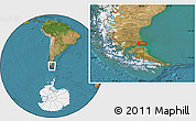 Satellite Location Map of the area around 52° 14' 43" S, 68° 46' 30" W