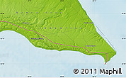 Physical Map of the area around 52° 14' 43" S, 68° 46' 30" W