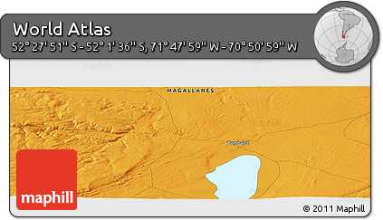 Political Panoramic Map of the Area around 52° 14' 43" S, 71° 19' 29" W
