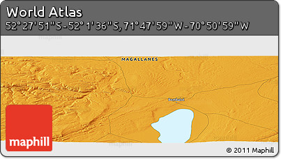 Political Panoramic Map of the Area around 52° 14' 43" S, 71° 19' 29" W