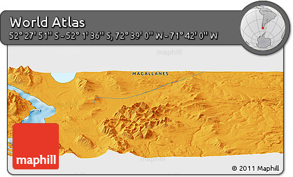 Political Panoramic Map of the Area around 52° 14' 43" S, 72° 10' 30" W