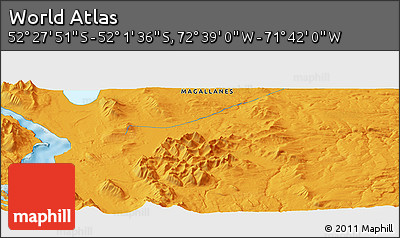Political Panoramic Map of the Area around 52° 14' 43" S, 72° 10' 30" W