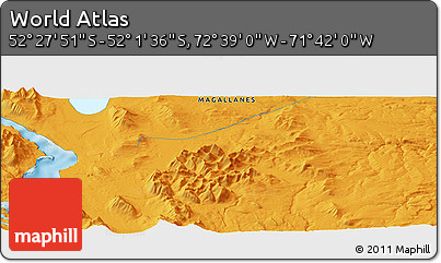 Political Panoramic Map of the Area around 52° 14' 43" S, 72° 10' 30" W