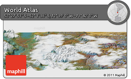 Satellite Panoramic Map of the Area around 52° 14' 43" S, 72° 10' 30" W