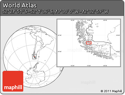Blank Location Map of the Area around 52° 14' 43" S, 73° 1' 30" W