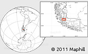 Blank Location Map of the area around 52° 14' 43" S, 73° 1' 30" W