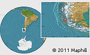 Satellite Location Map of the area around 52° 14' 43" S, 73° 52' 30" W