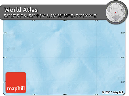 Physical Map of the Area around 52° 14' 43" S, 74° 1' 30" E