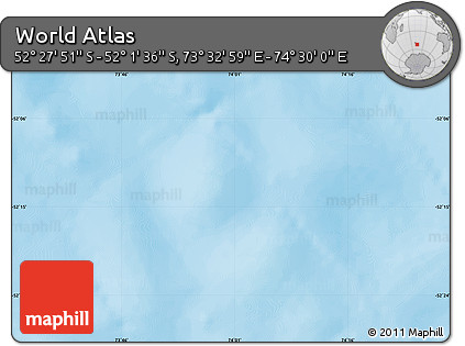 Shaded Relief Map of the Area around 52° 14' 43" S, 74° 1' 30" E