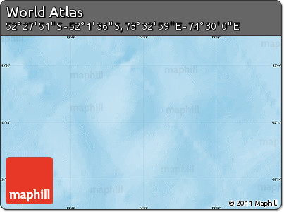 Shaded Relief Map of the Area around 52° 14' 43" S, 74° 1' 30" E