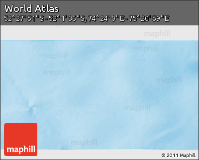 Shaded Relief 3D Map of the Area around 52° 14' 43" S, 74° 52' 30" E